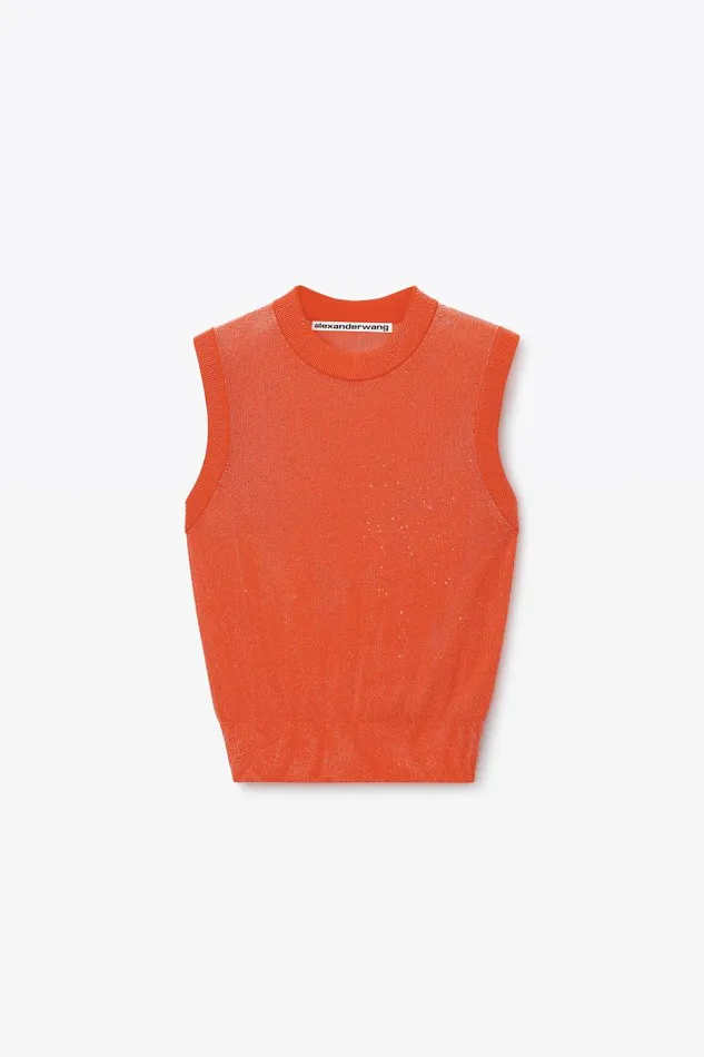 Alexander Wang Sweaters Women Mockneck Tank In Clear Bead Hotfix