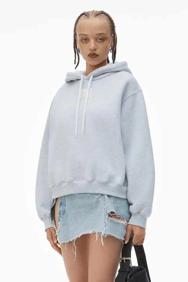 Alexander Wang Sweatshirts Women Puff Logo Hoodie In Structured Terry