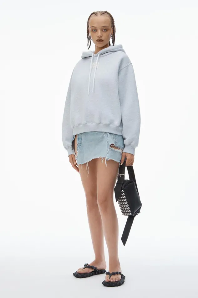 Alexander Wang Sweatshirts Women Puff Logo Hoodie In Structured Terry