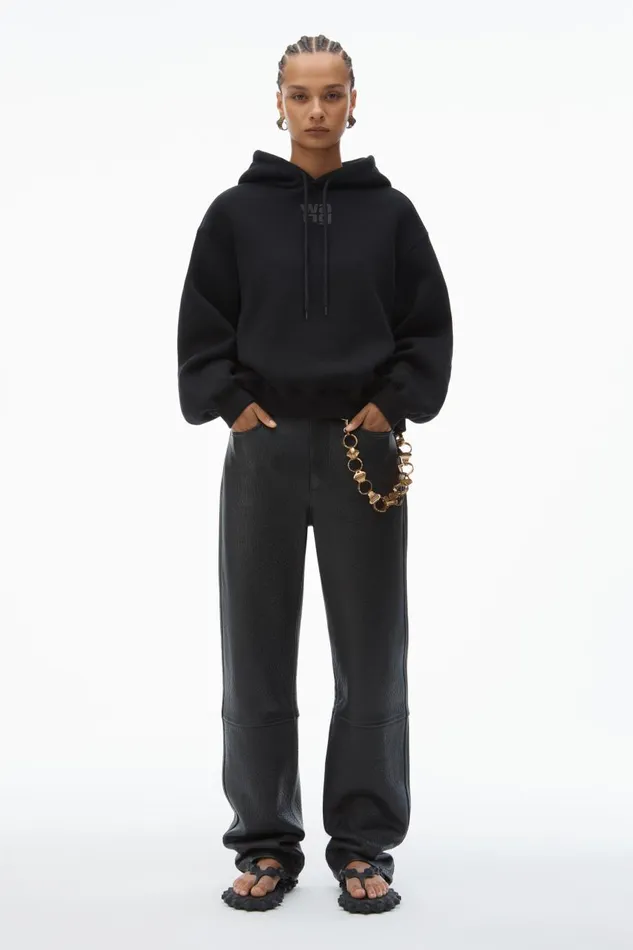 Alexander Wang Sweatshirts Women Puff Logo Hoodie In Structured Terry