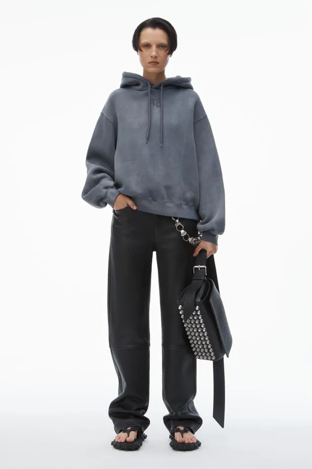 Alexander Wang Sweatshirts Women Puff Logo Hoodie In Structured Terry