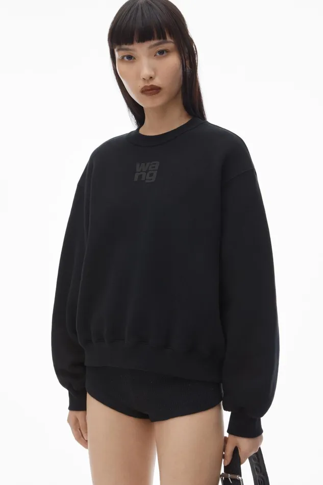 Alexander Wang Sweatshirts Women Puff Logo Sweatshirt In Structured Terry