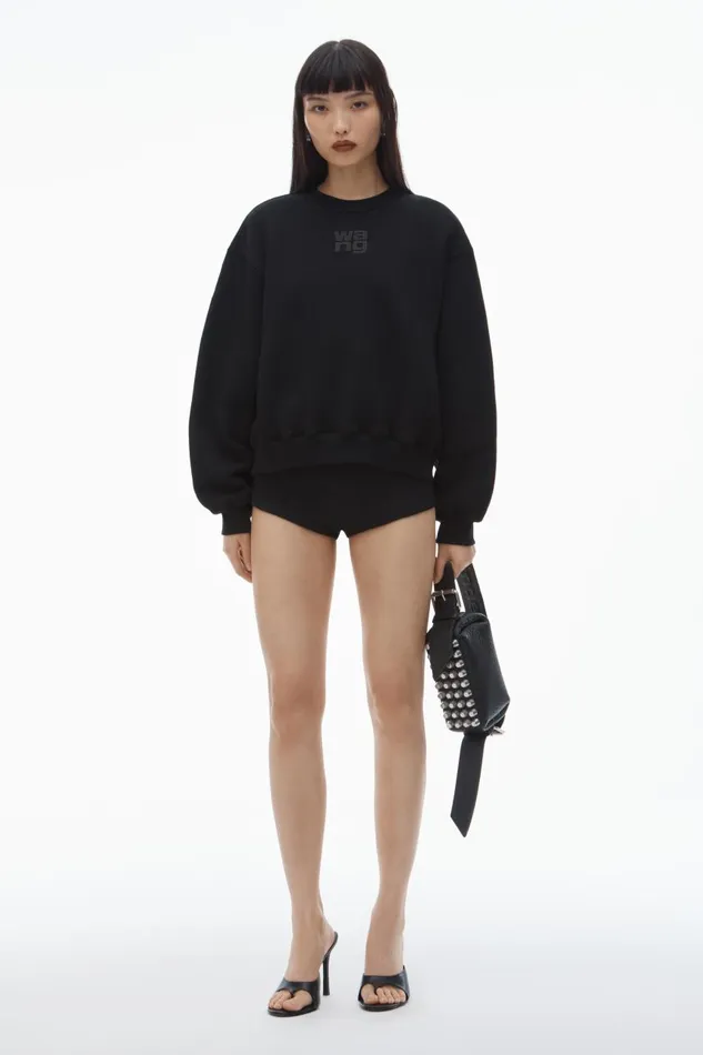 Alexander Wang Sweatshirts Women Puff Logo Sweatshirt In Structured Terry