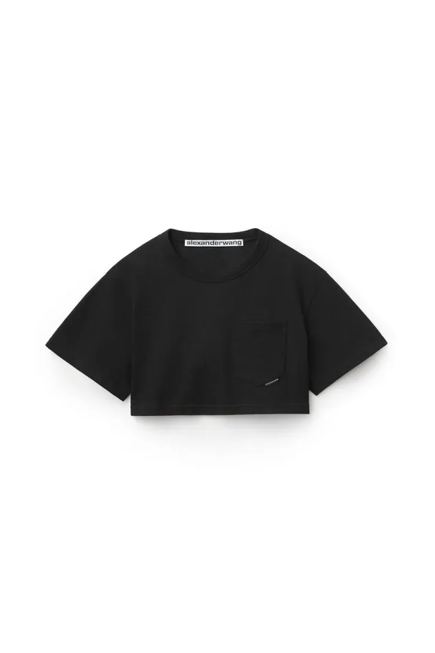 Alexander Wang TShirts Women Cropped Pocket Tee In High Twist Jersey