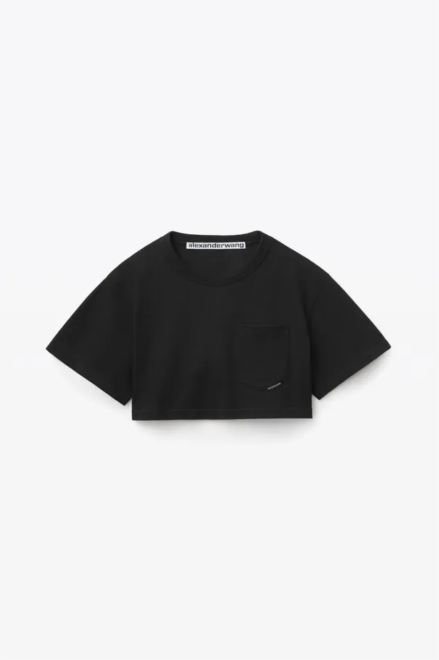 Alexander Wang TShirts Women Cropped Pocket Tee In High Twist Jersey