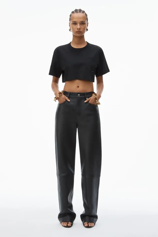 Alexander Wang TShirts Women Cropped Pocket Tee In High Twist Jersey