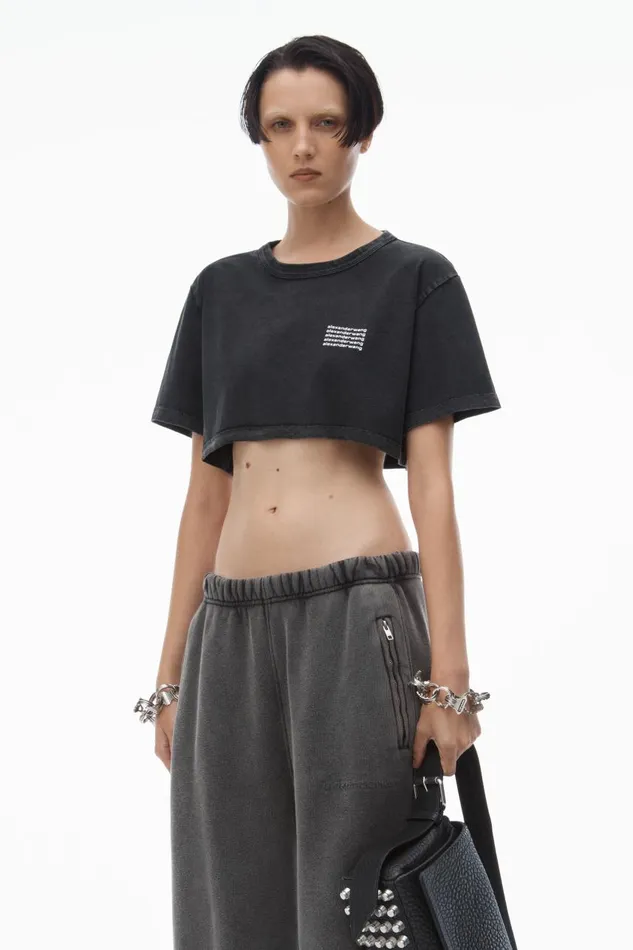 Alexander Wang TShirts Women Cropped Tee In Acid Wash Jersey