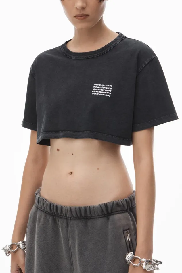 Alexander Wang TShirts Women Cropped Tee In Acid Wash Jersey
