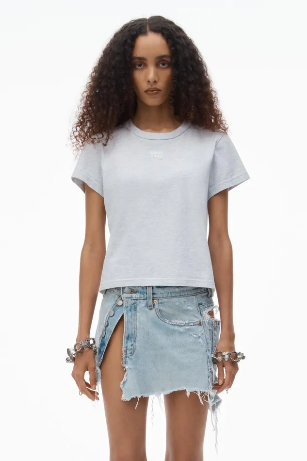 Alexander Wang TShirts Women Puff Logo Shrunken Tee In Cotton Jersey