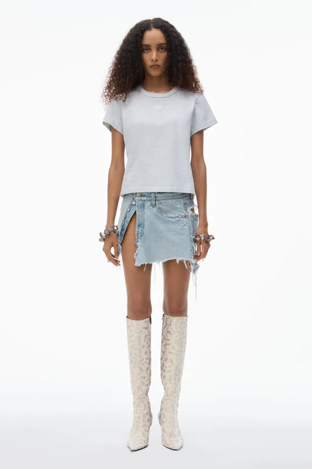 Alexander Wang TShirts Women Puff Logo Shrunken Tee In Cotton Jersey