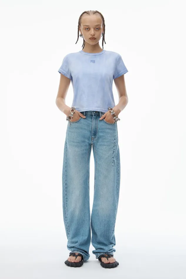 Alexander Wang TShirts Women Puff Logo Shrunken Tee In Cotton Jersey