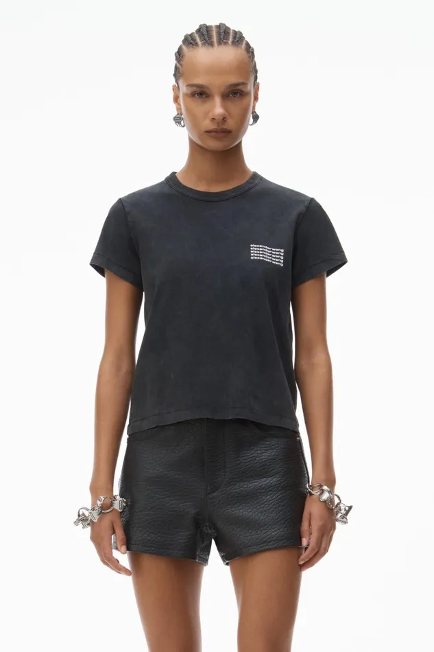 Alexander Wang TShirts Women Shrunken Tee In Acid Wash Jersey