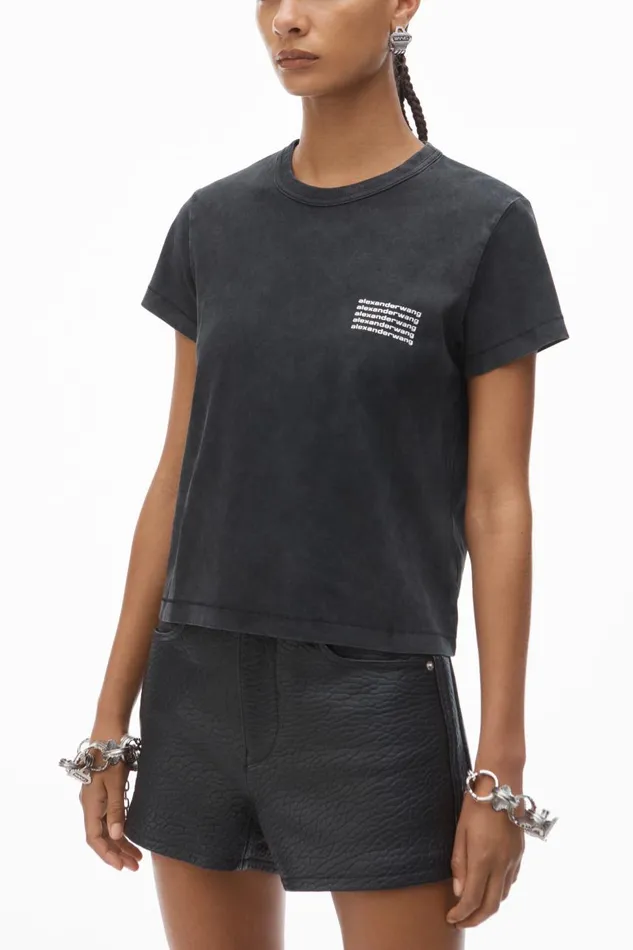 Alexander Wang TShirts Women Shrunken Tee In Acid Wash Jersey