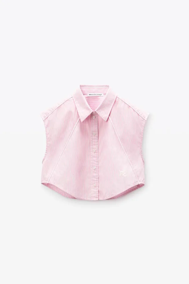 Alexander Wang Tops and Shirts Women Cropped Sleeveless ButtonUp Shirt In Cotton