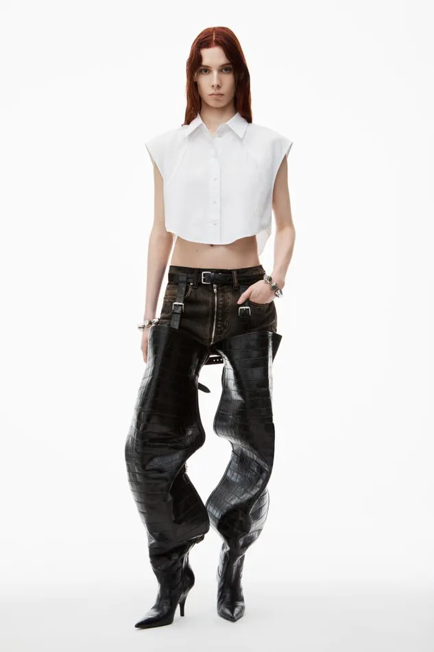 Alexander Wang Tops and Shirts Women Cropped Sleeveless ButtonUp Shirt In Cotton