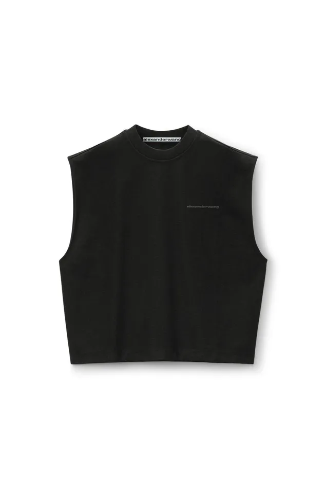 Alexander Wang Tops Men Puffed Logo Muscle Tank Top In Cotton