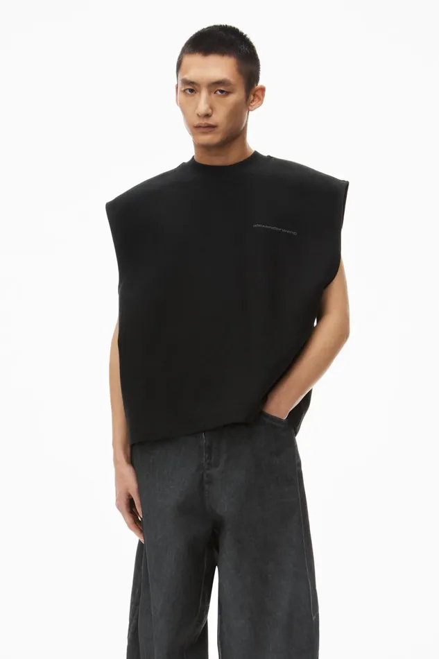 Alexander Wang Tops Men Puffed Logo Muscle Tank Top In Cotton