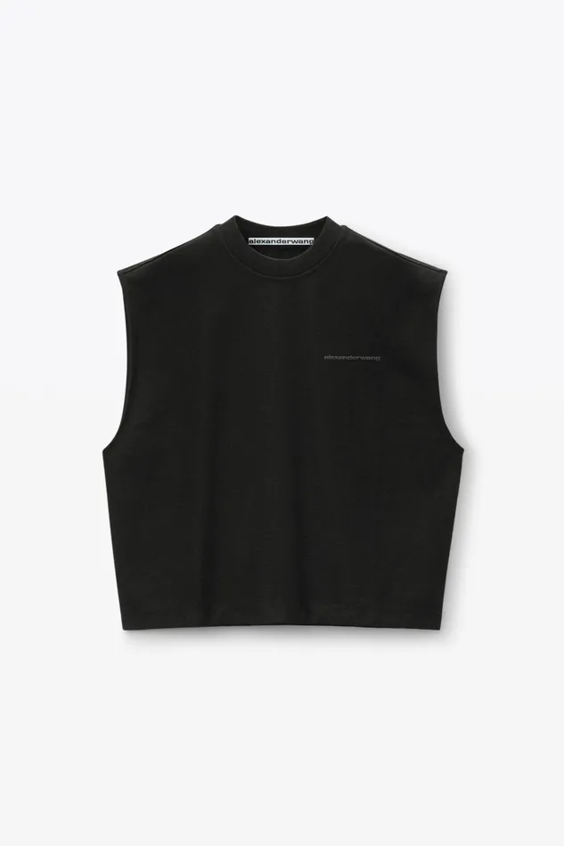 Alexander Wang Tops Men Puffed Logo Muscle Tank Top In Cotton