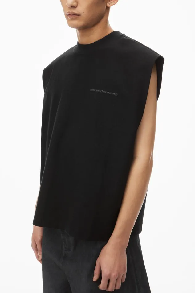 Alexander Wang Tops Men Puffed Logo Muscle Tank Top In Cotton
