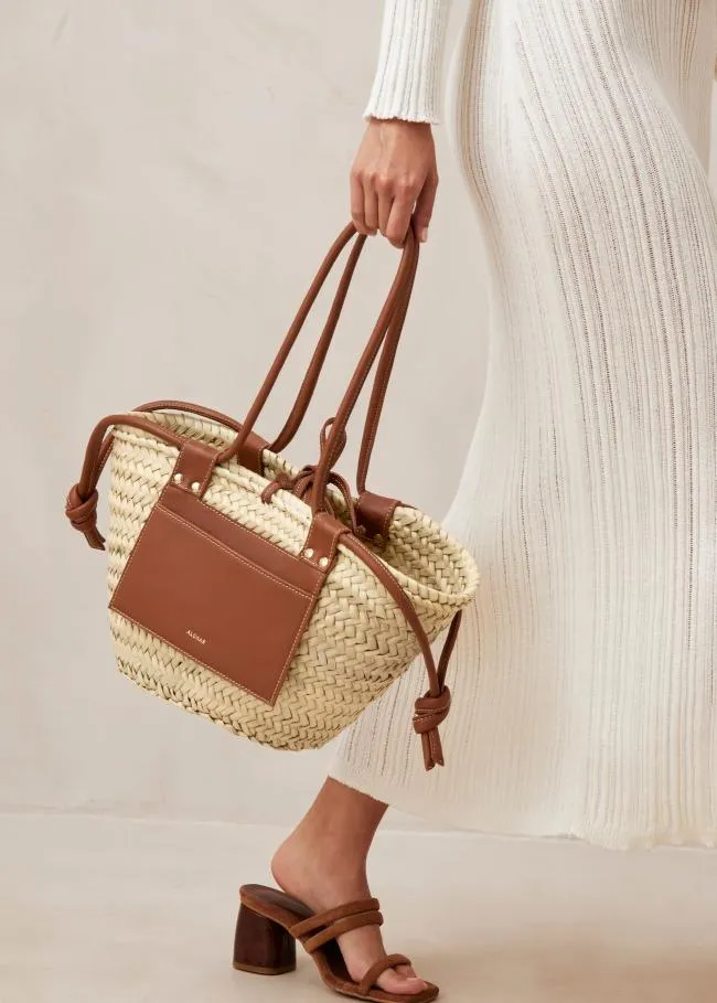 ALOHAS Bags Panier 8211 Raffia Handbag With Brown Leather Details 8211 Women
