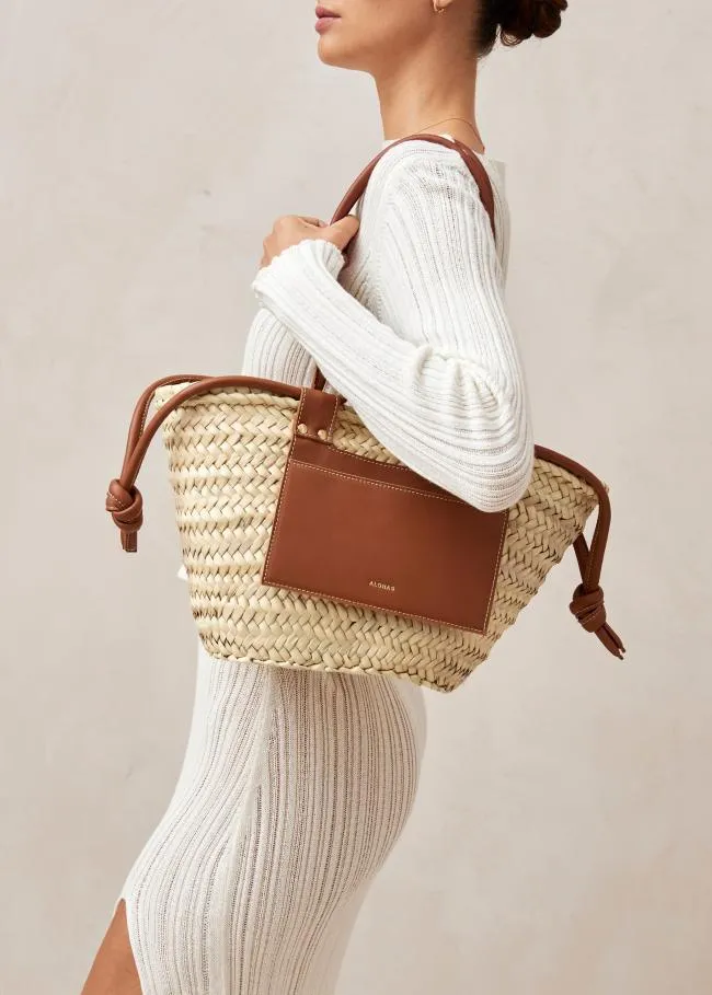 ALOHAS Bags Panier 8211 Raffia Handbag With Brown Leather Details 8211 Women