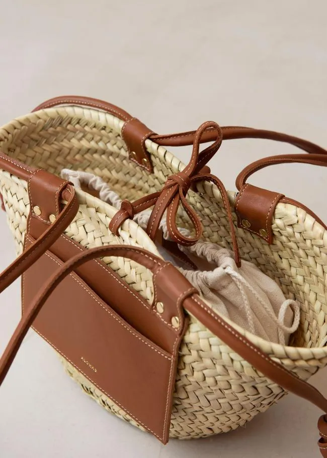ALOHAS Bags Panier 8211 Raffia Handbag With Brown Leather Details 8211 Women
