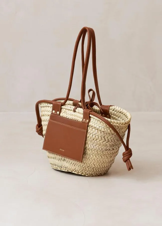 ALOHAS Bags Panier 8211 Raffia Handbag With Brown Leather Details 8211 Women