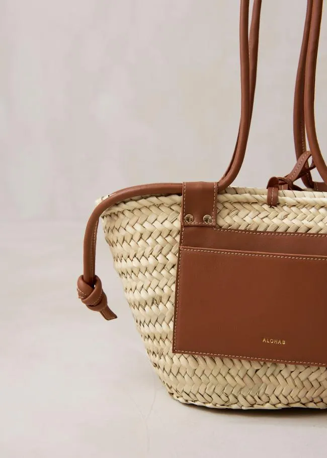 ALOHAS Bags Panier 8211 Raffia Handbag With Brown Leather Details 8211 Women
