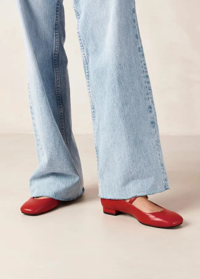 ALOHAS Ballet Flats Por Do Sol 8211 Red Leather Ballet Pumps 8211 Women