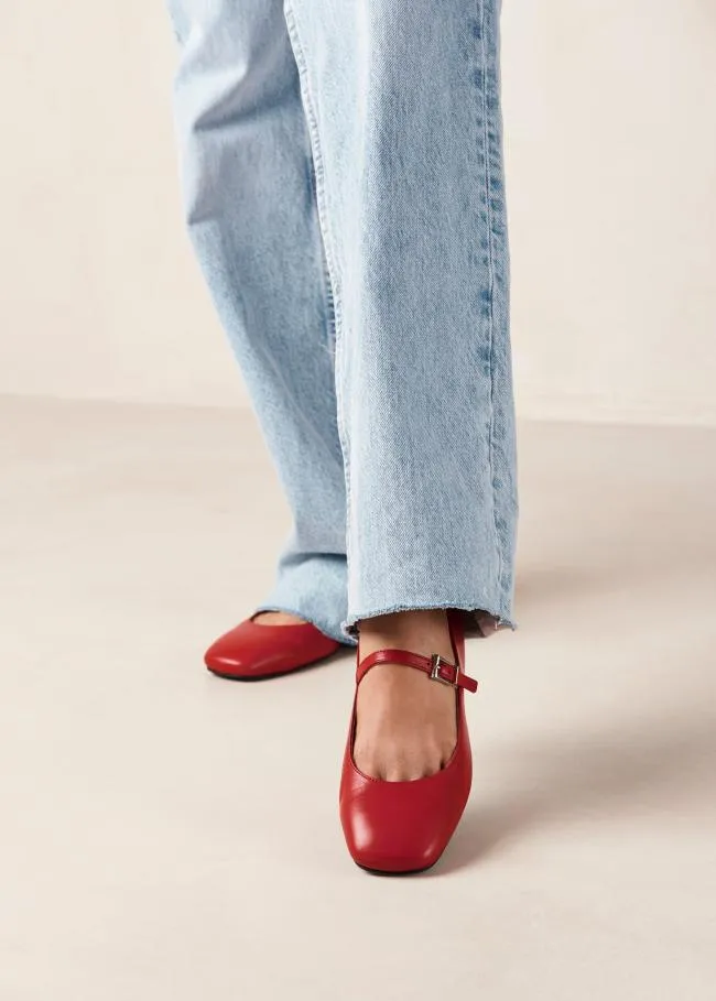ALOHAS Ballet Flats Por Do Sol 8211 Red Leather Ballet Pumps 8211 Women