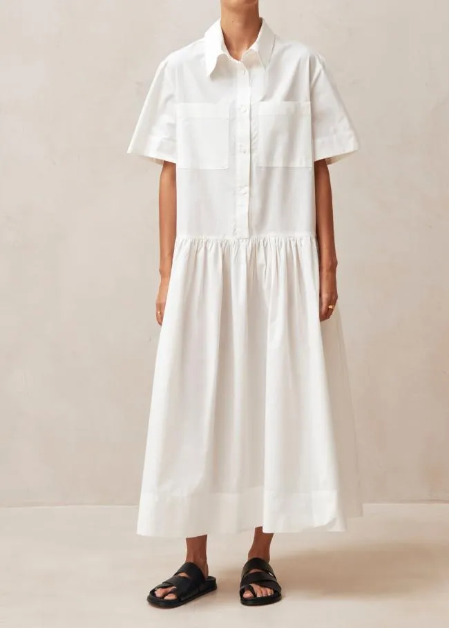 ALOHAS Dresses Bay 8211 White Cotton Midi Dress 8211 Women