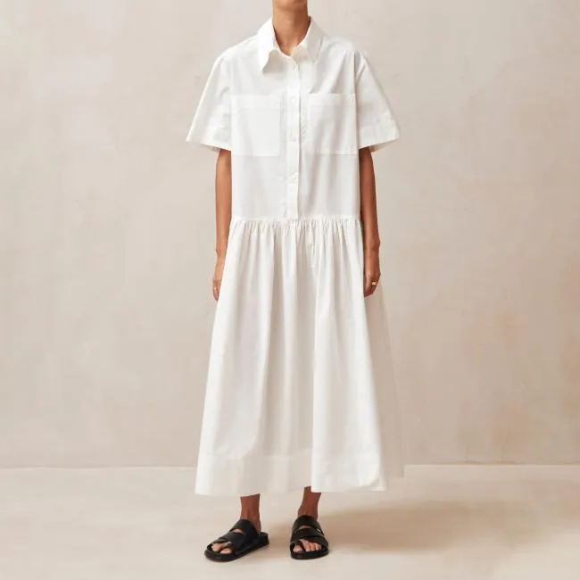 ALOHAS Dresses Bay 8211 White Cotton Midi Dress 8211 Women