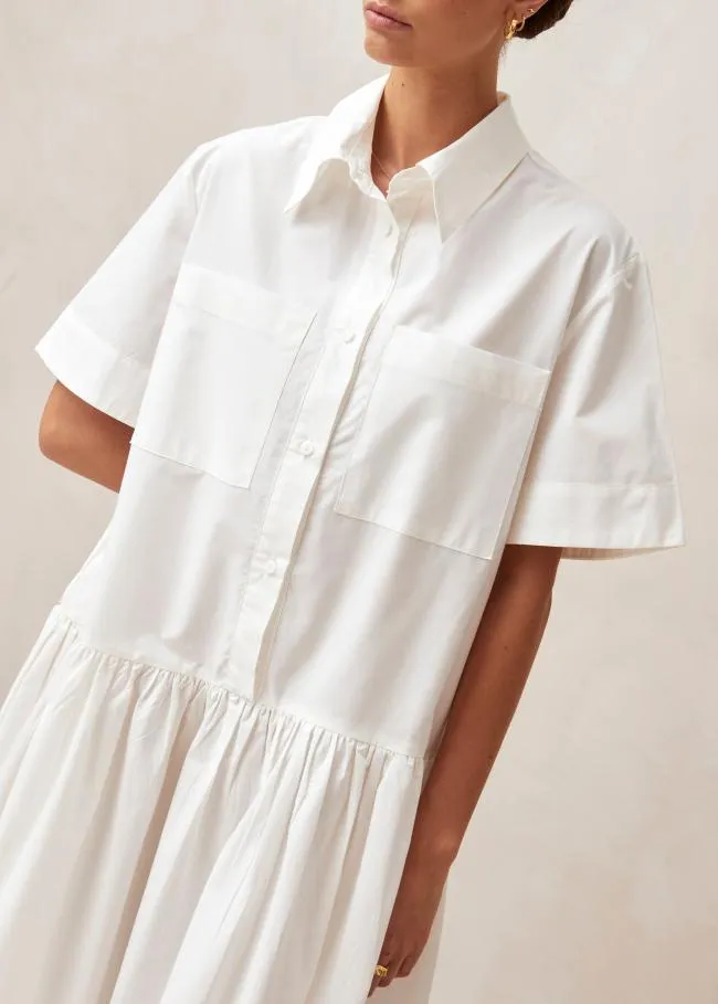 ALOHAS Dresses Bay 8211 White Cotton Midi Dress 8211 Women