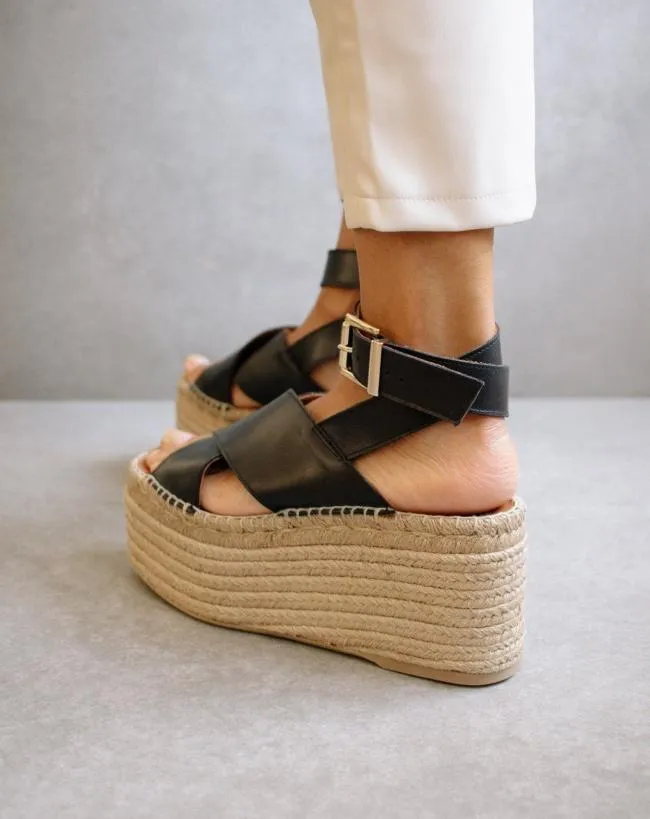 ALOHAS Espadrilles Willow 8211 Black Leather Espadrilles 8211 Women