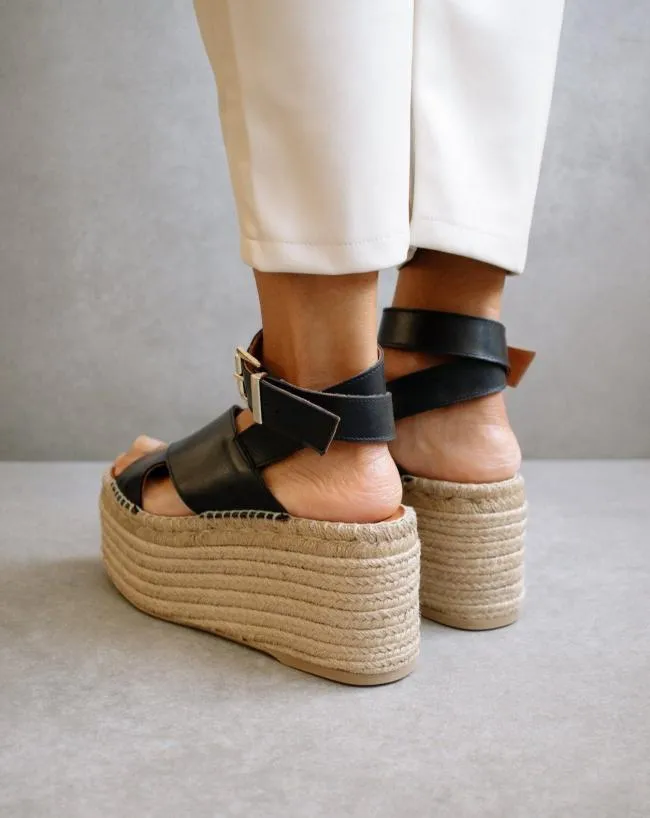 ALOHAS Espadrilles Willow 8211 Black Leather Espadrilles 8211 Women