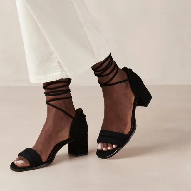 ALOHAS Heels Dakota 8211 Black Suede Sandals 8211 Women