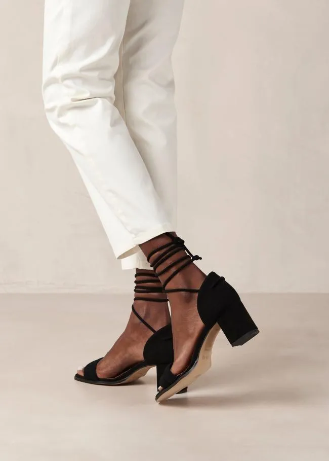 ALOHAS Heels Dakota 8211 Black Suede Sandals 8211 Women