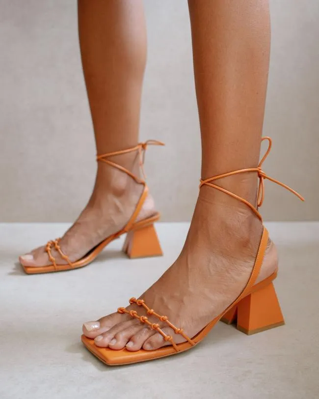 ALOHAS Heels Juniper Spritz 8211 Orange Leather Sandals 8211 Women
