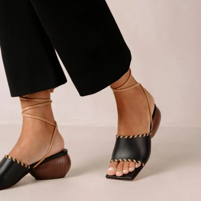 ALOHAS Heels Kitty 8211 Black Leather Sandals 8211 Women