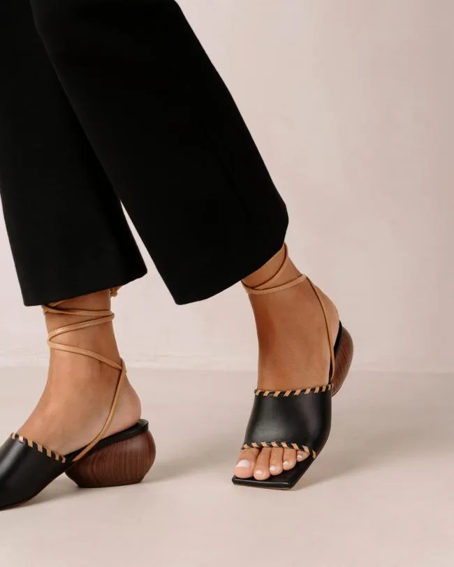 ALOHAS Heels Kitty 8211 Black Leather Sandals 8211 Women