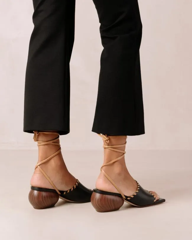 ALOHAS Heels Kitty 8211 Black Leather Sandals 8211 Women