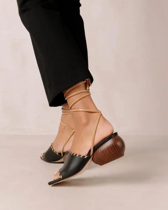 ALOHAS Heels Kitty 8211 Black Leather Sandals 8211 Women