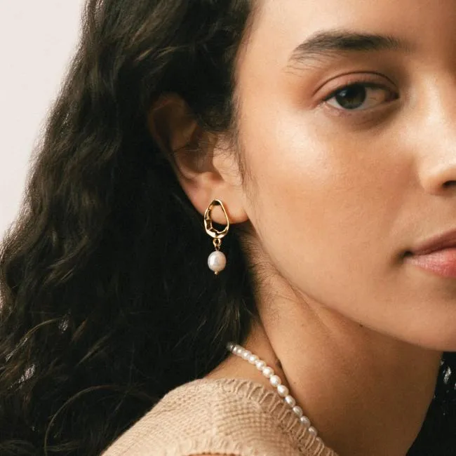 ALOHAS Jewelry Cocoa 8211 Gold Pearl Earrings 8211 Women