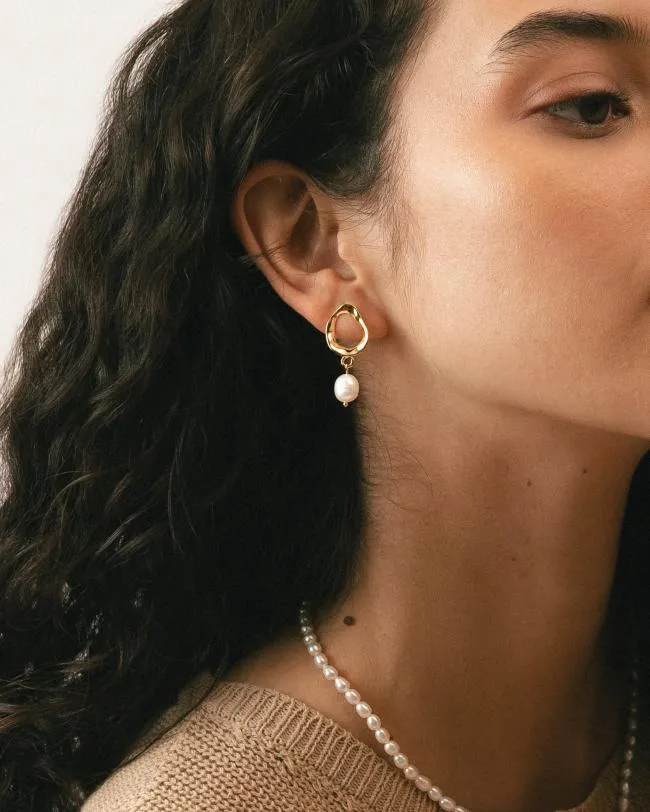 ALOHAS Jewelry Cocoa 8211 Gold Pearl Earrings 8211 Women