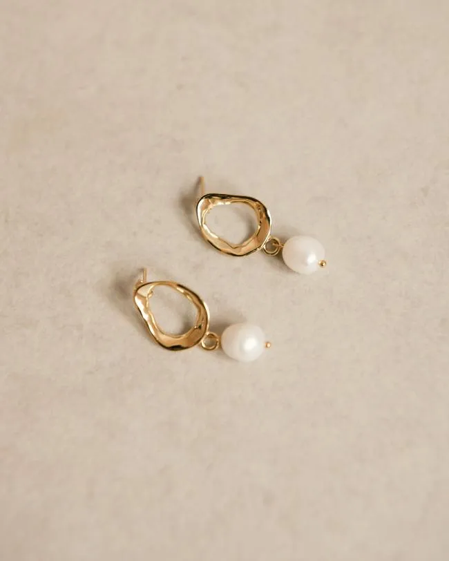 ALOHAS Jewelry Cocoa 8211 Gold Pearl Earrings 8211 Women