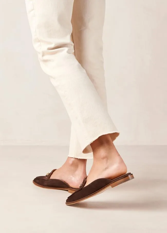 ALOHAS Loafers Kais 8211 Dark Brown Suede Mules 8211 Women