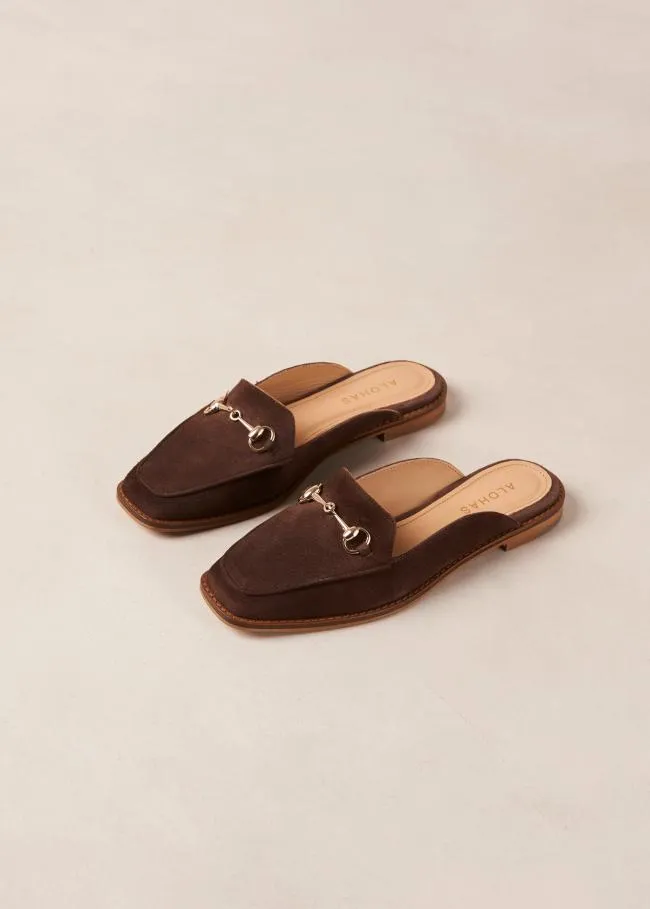 ALOHAS Loafers Kais 8211 Dark Brown Suede Mules 8211 Women