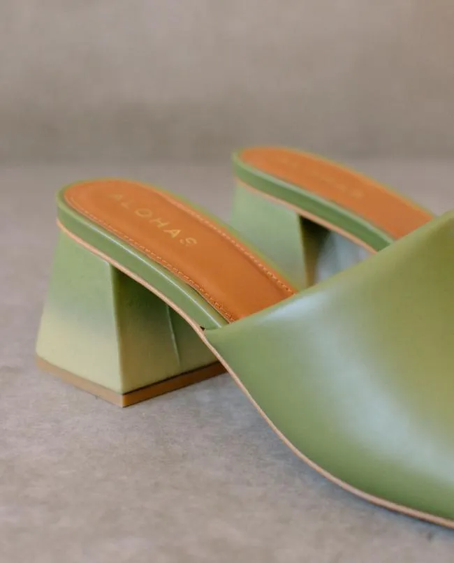 ALOHAS Mules Brushed Degrad 8211 Green And Yellow Leather Sandals 8211 Women