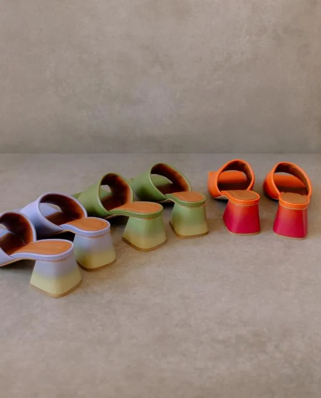 ALOHAS Mules Brushed Degrad 8211 Green And Yellow Leather Sandals 8211 Women