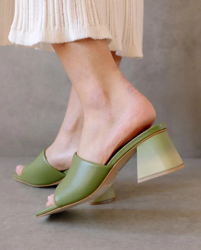 ALOHAS Mules Brushed Degrad 8211 Green And Yellow Leather Sandals 8211 Women